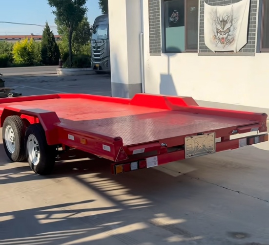 Red Tandem-Axle Flatbed டிரெய்லர்